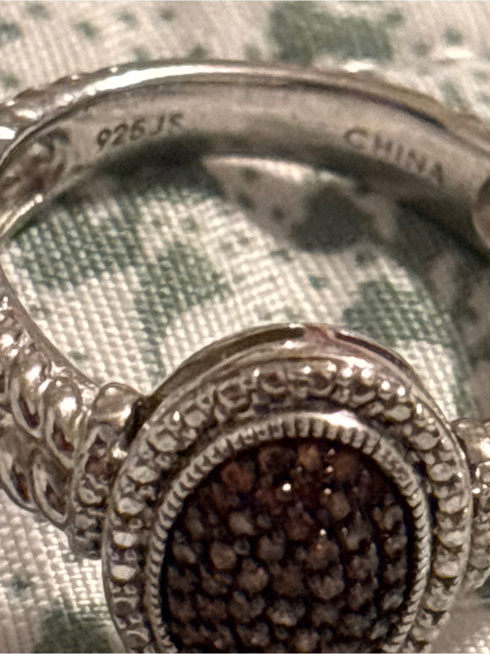 Affinity JS Sterling Silver Cognac Diamond Pave Cable Ring Size 9 - Picture 4 of 4